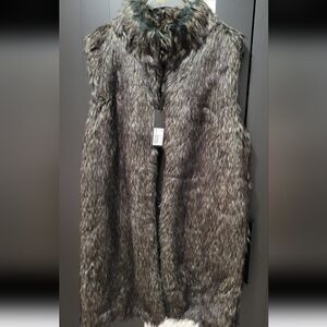 Kardashian Kollection Faux Fur Vest in Black and Gray